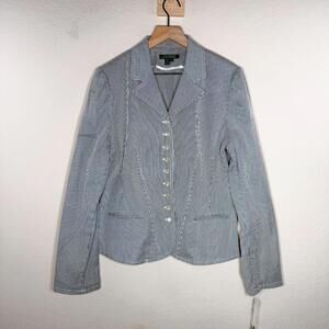Ralph Lauren Blazer Women's XL Grey NEW Pinstriped